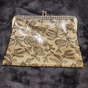 Elegant Floral Clutch with Rhinestone Trim
